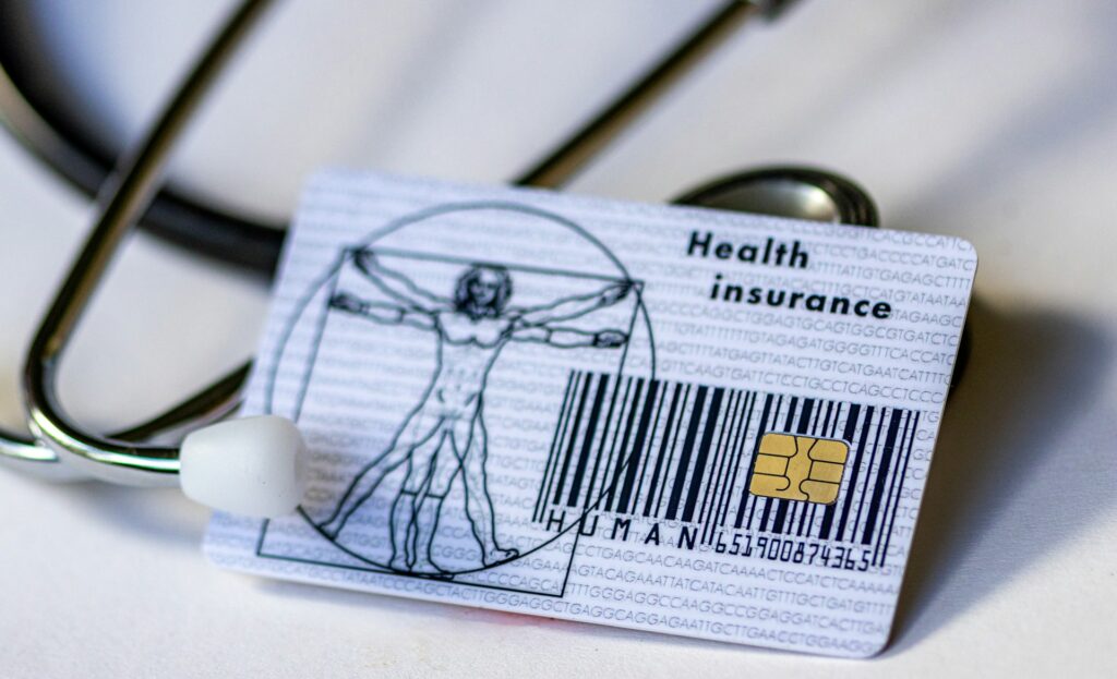 Close up of health insurance card.